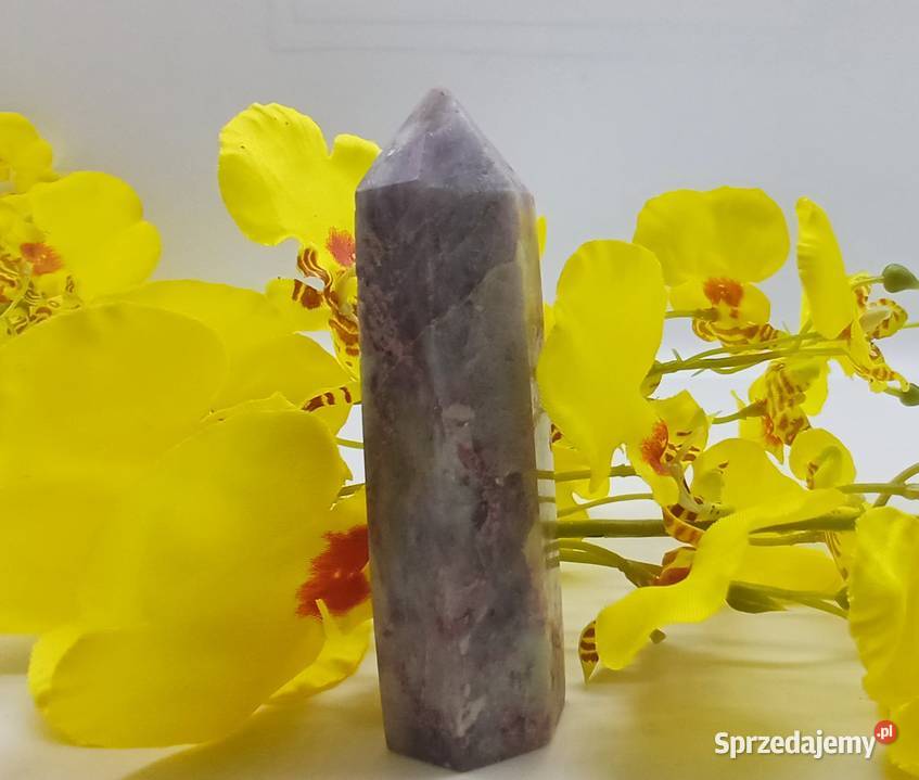 Obelisk stojący kryształ turmalin z kwarcem 88mm Olsztyn