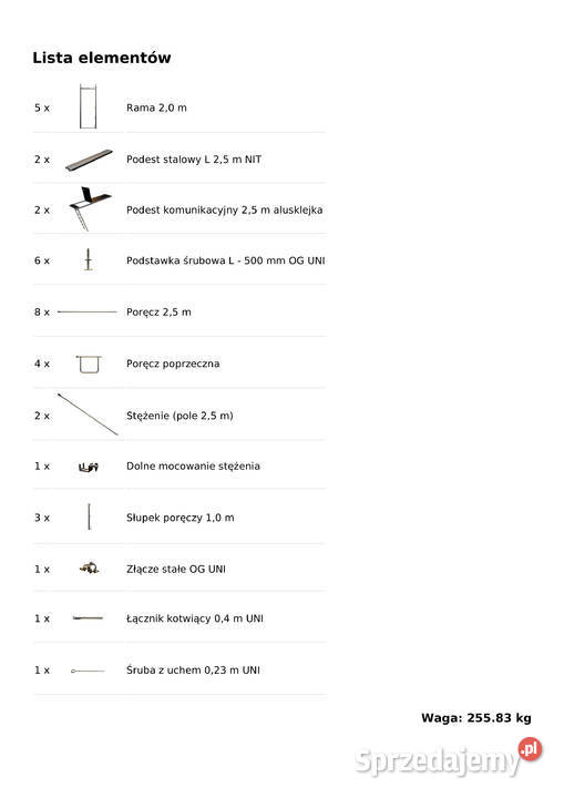 Rusztowanie 26 m2 elewacyjne na szczyt 5x62m Dom i Ogród Stare Siołkowice