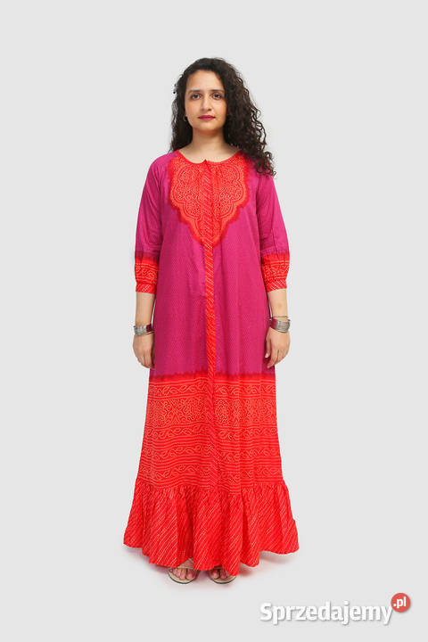 Nowa sukienka długa indyjska S 36 boho bohemian czerwony