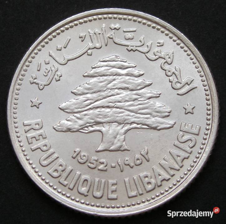 LIBAN 50 PIASTRÓW 1952 SREBRO STAN 12 Łódź