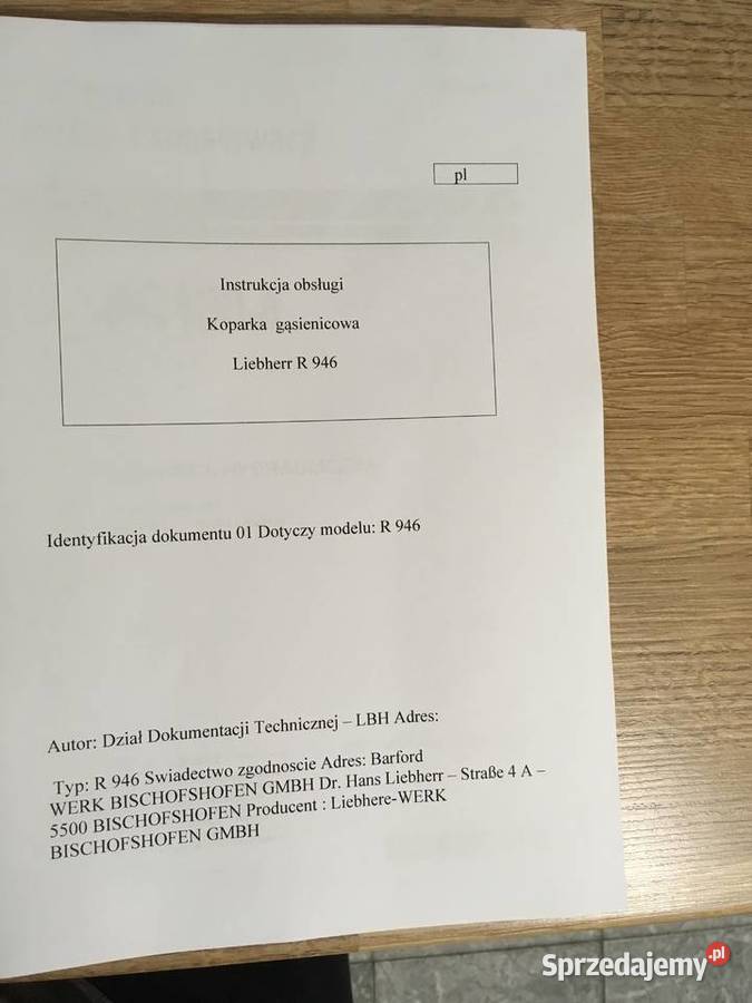 dtr instrukcja obsługi koparka liebherr r946 i Szczecin