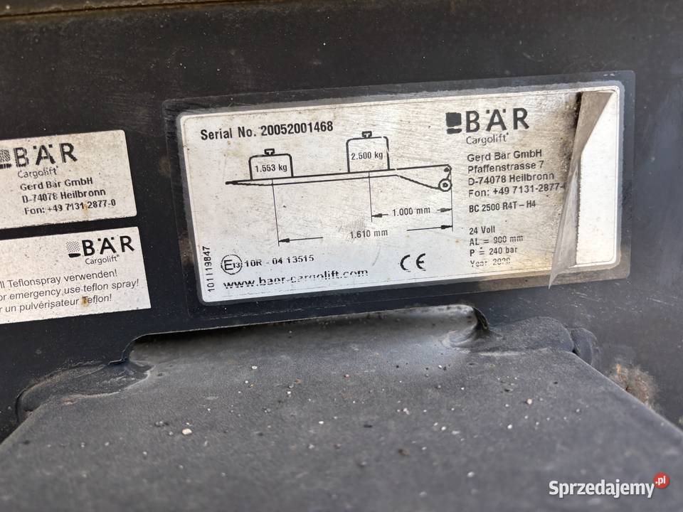 Winda pod naczepę BAR Cargolift 2020 Kielce