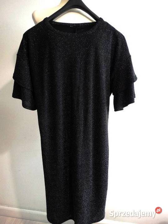 Sukienka Brokatowa Czarna Wieczorowa Imprezowa Rozmiar 40(L) Moda i Styl Łomża