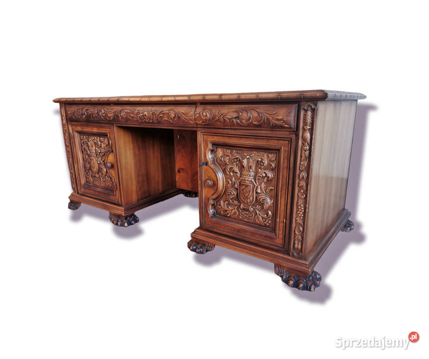 Ogromny neorenesansowy orzechowy komplet Wrocław sprzedam