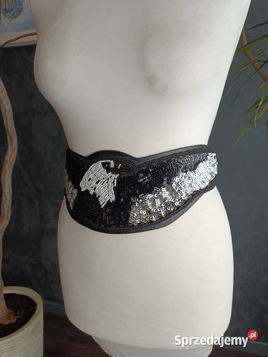 Koralikowy szeroki pasek retro S