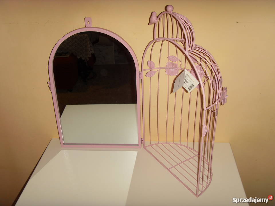 LUSTRO W KSZTAŁCIE KLATKI BIAŁE I RÓŻOWE NOWE Wrocław sprzedam