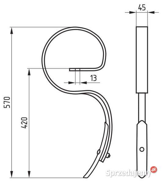 Ząb kultywatora 45x10x570 mm z redliczką Bellota