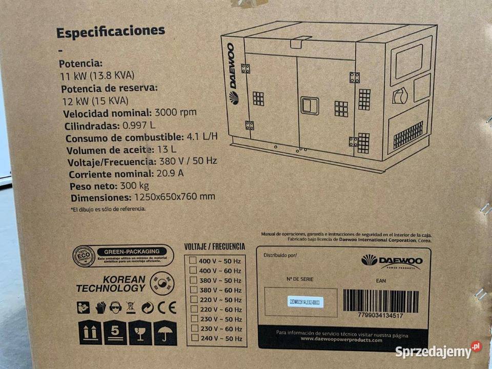 AGREGAT Generator prądotwórczy DAEWOO DAGFS15AC Katowice