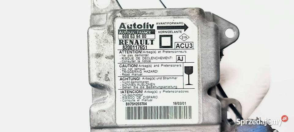 MODUŁ RENAULT MEGANE I 8200117651 AIRBAG