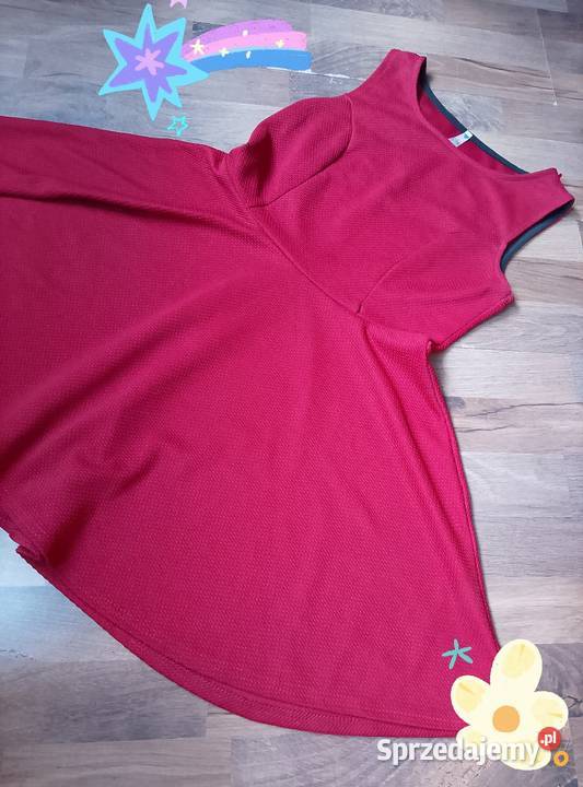 Bordowa sukienka na co dzień rozmiar L bez rękawa Spódnice i sukienki Nysa