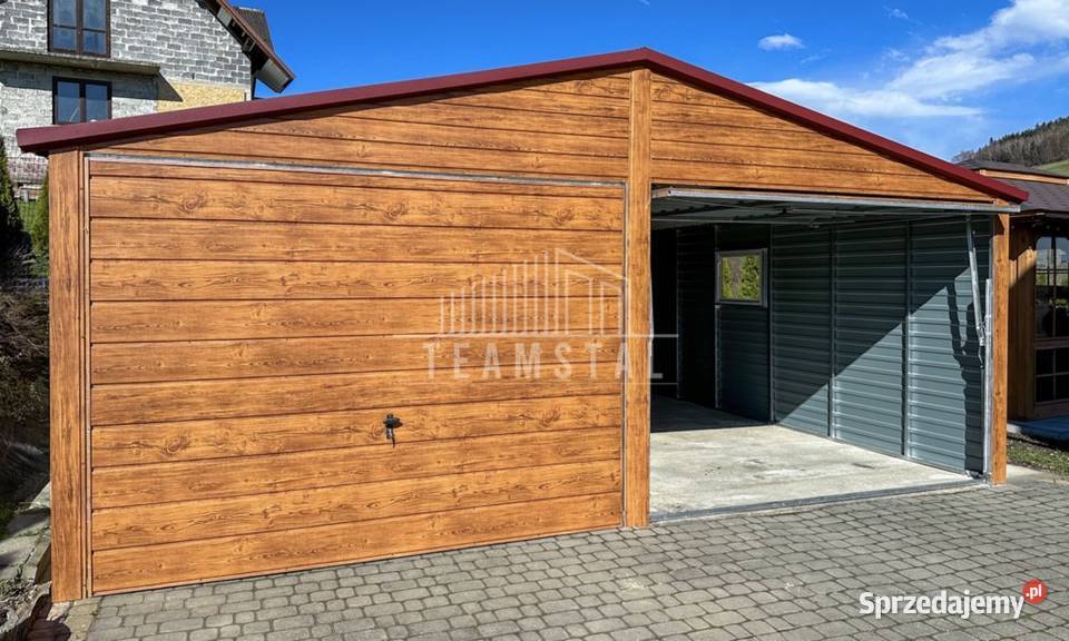Garaż Blaszany 6x6m 2x Brama uchylna 2x Okno samodzielny