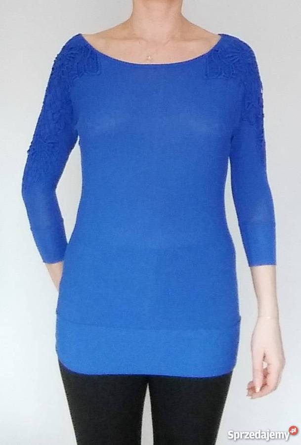 Kobaltowa bluzka z haftem ORSAY rS niebieski Bluzki i koszule Piotrków Trybunalski