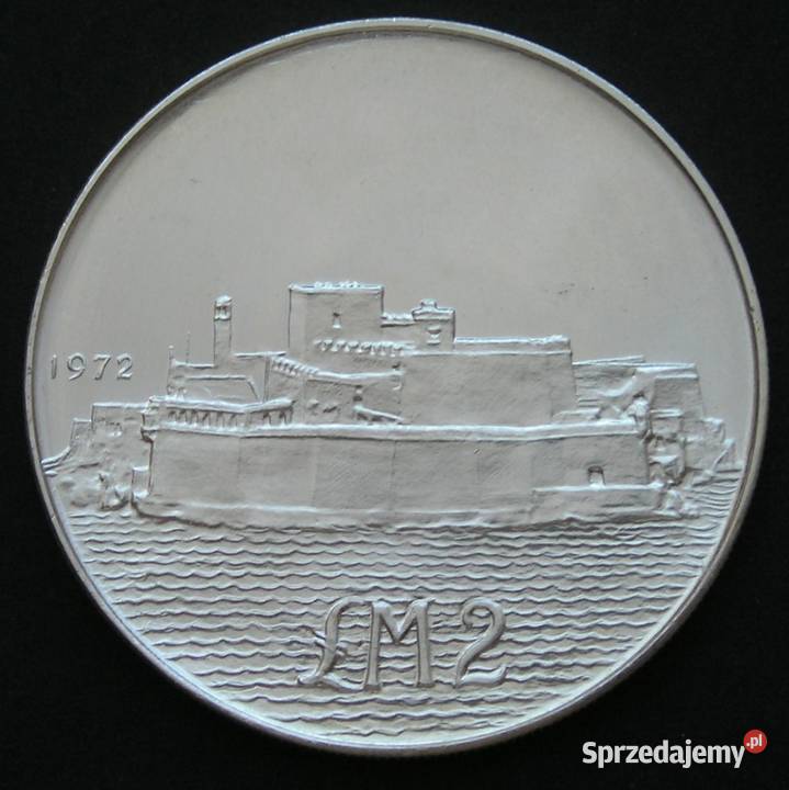 Malta 2 funty 1972 Fort Angelo SREBRO stan 12 Łódź