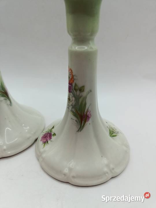 Dwa świeczniki wysokie Francja goździki Zamość