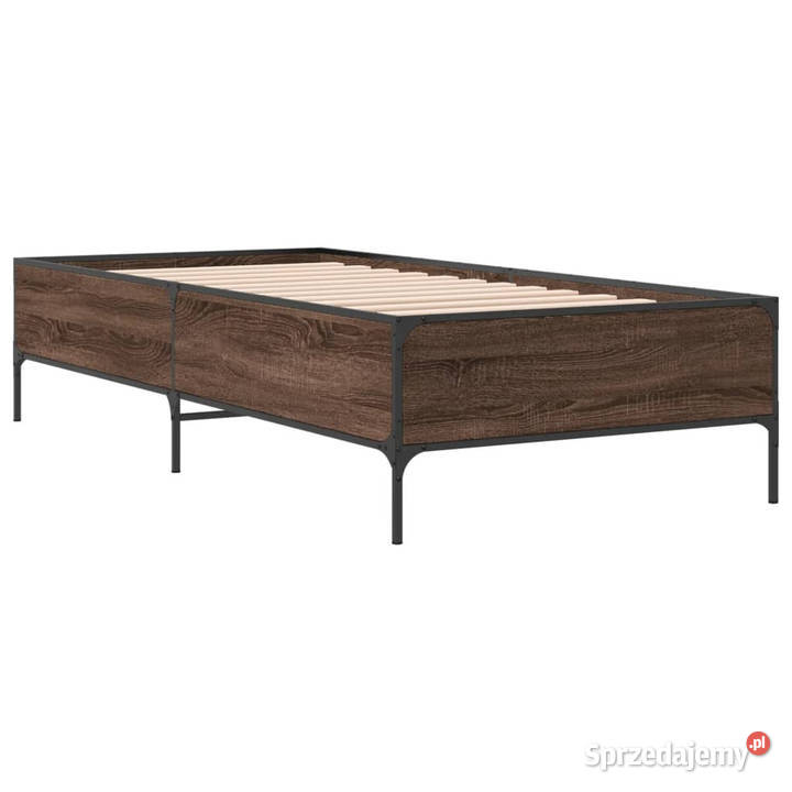 Rama łóżka brązowy dąb materiał drewnopochodny 193cm