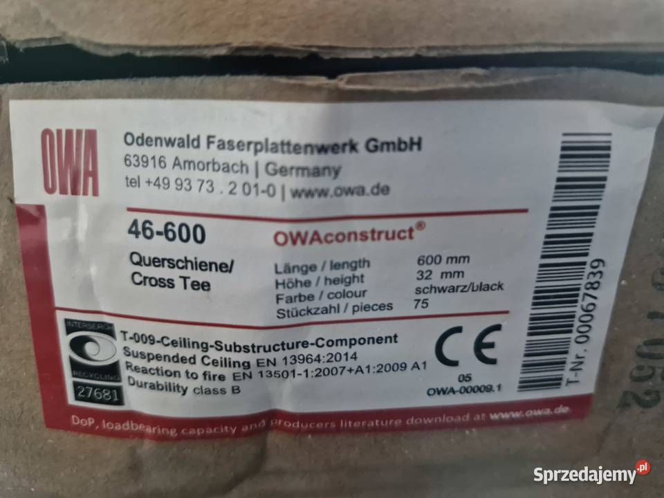 Profil 60 do sufitu podwieszanego Pozostałe Tomaszów Mazowiecki