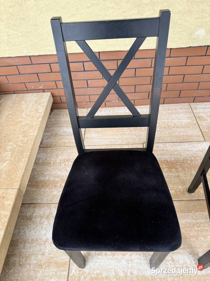 Krzesła tapicerowane drewniane czarne krzyżaki