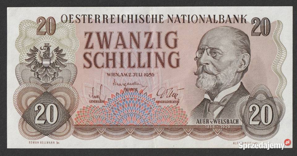 AUSTRIA 20 SCHILLING 1956 WELSBACH STAN 2 Numizmatyka Łódź sprzedam