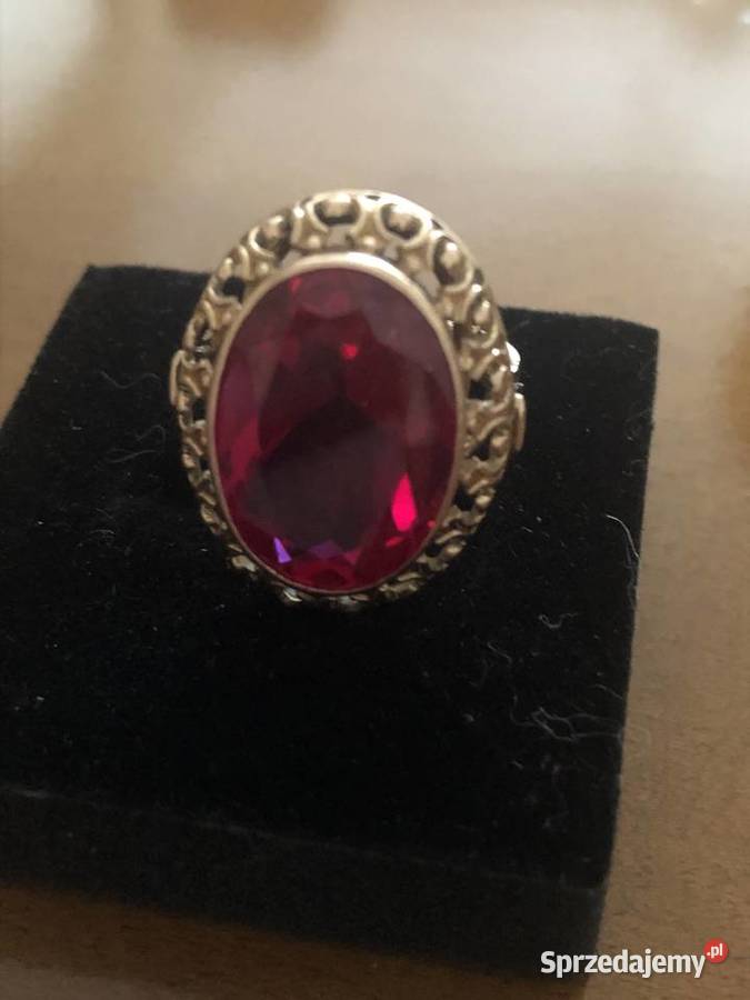Stary złoty 583 pierścionek z rubinem Tarnowo Podgórne