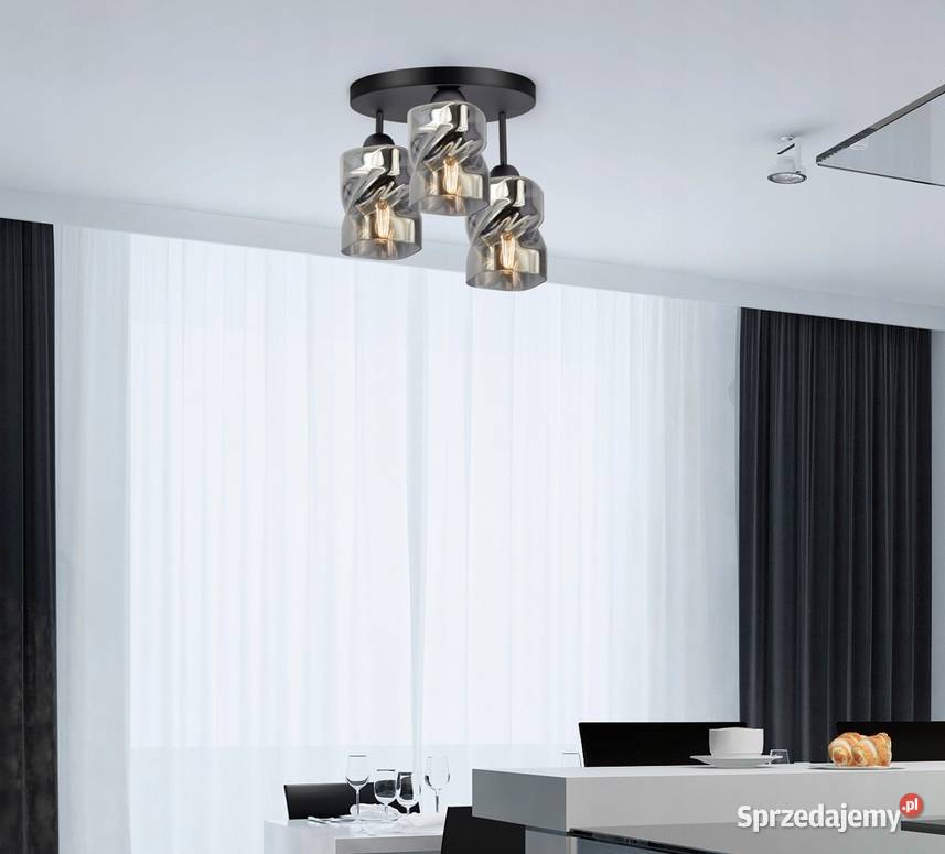 Szklana Lampa Wisząca Sufitowa Żyrandol potrójna Choroszcz