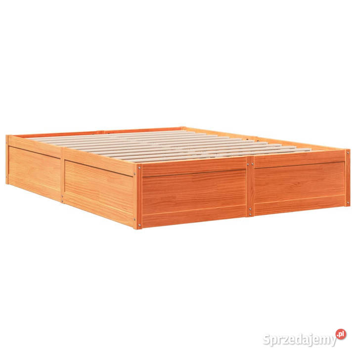 Łóżko bez materaca woskowy brąz drewno sosnowe 37cm