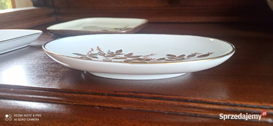 Patera porcelanowa tacka dekor ręczny liście Gdańsk
