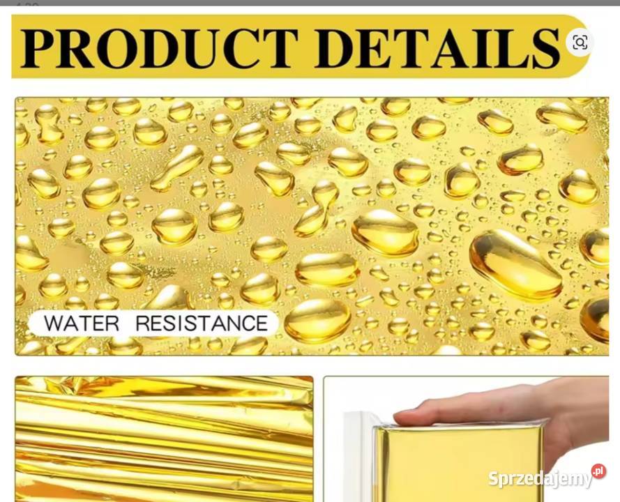 Koc survivalowy złotosrebrny 130x210 termiczny Akcesoria, narzędzia i noże Warszawa