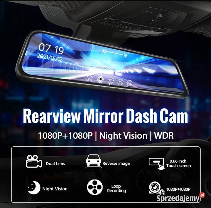 Kamera cofania FullHDrejestrator lusterko Kraków