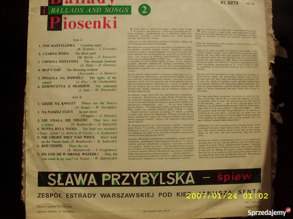 LP ballady SLAWA PRZYBYLSKABALLADY 2 Wołów