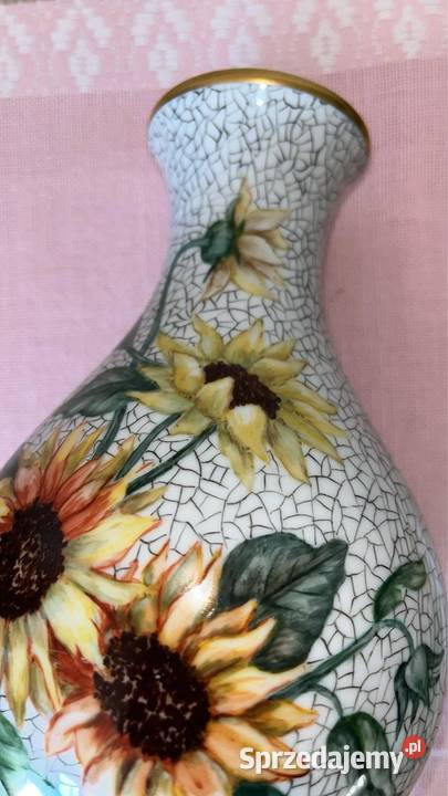 Wazon Słoneczniki Ręcznie zdobiony Sygnowany pomorskie Gdańsk