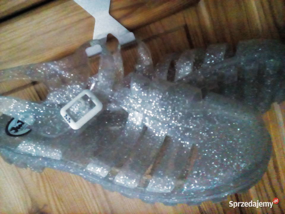 sandały Juju płaskie buty z brokatowej gumy made Kraków