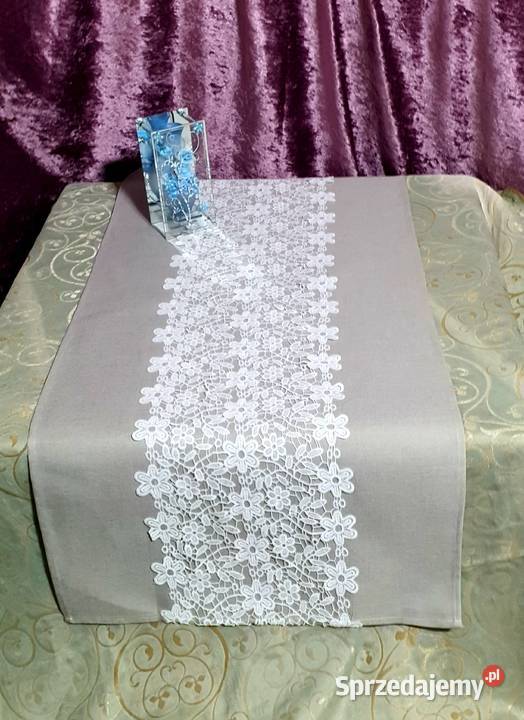 Lniany bieżnik z Gipiurą 55x120 Piaseczno