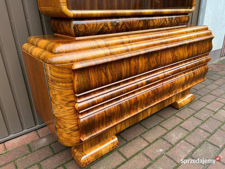 Witryna Serwantka Politura Orzech Stara Antyk Meble Swarzędz