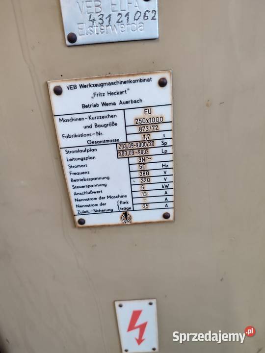 Frezarka Uniwersalna Heckert FU 250 x 1000 Trzebunia