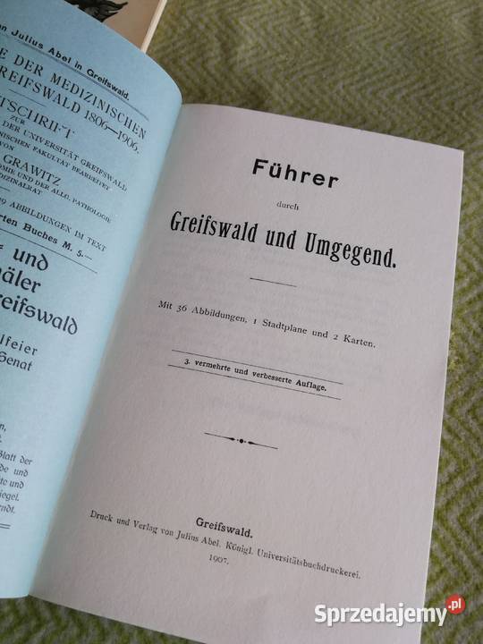 Niemiecki przewodnik Greifswald Gryfia i mapy zachodniopomorskie Szczecin