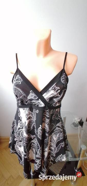 NOWY ASYMETRYCZNY CZARNO BIAŁY TOP ETAM R UK