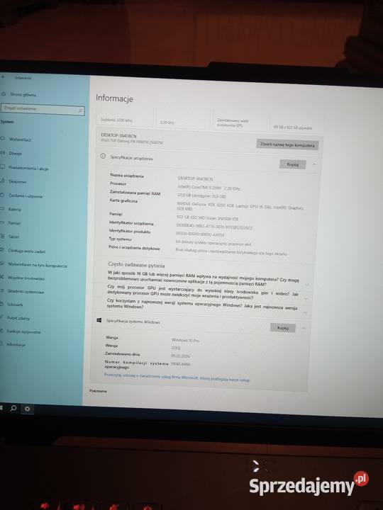 Laptop asus tuf gaming Nowy GWARANCJA Asus wielkopolskie Ślesin