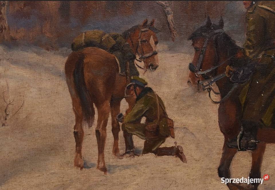 Wojciech Kossak Ułani Na Koniach Polski Zimowy Kraków