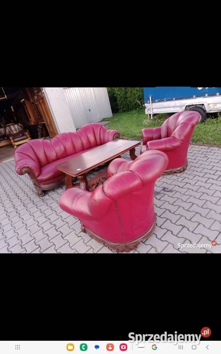 Komplet Chesterfield 311 skóra wiśnowa Bielsko-Biała sprzedam