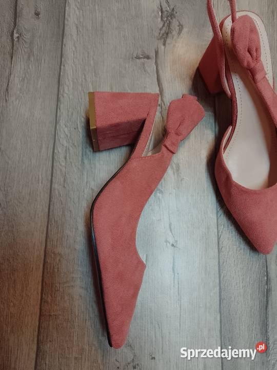 3940 Różowe czółenka wieczorowe z odkrytą piętą Kraków