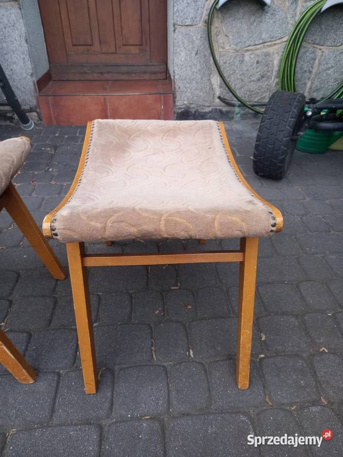 Stare podnóżki taborety stołki PRL vintage Rawicz