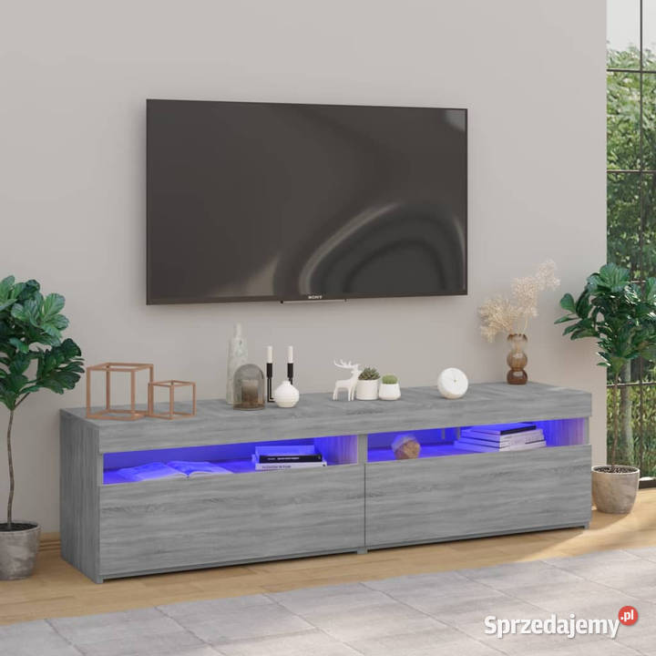 Szafki pod TV z LED 2 szary dąb sonoma 75x35x40 Warszawa sprzedam