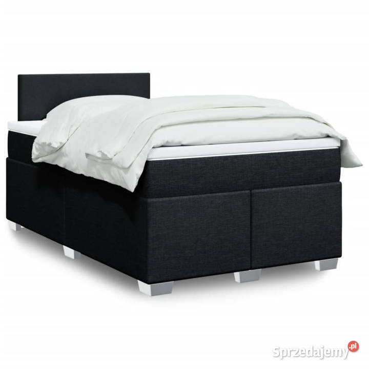 Łóżko kontynentalne z materacem czarne tkanina 190cm