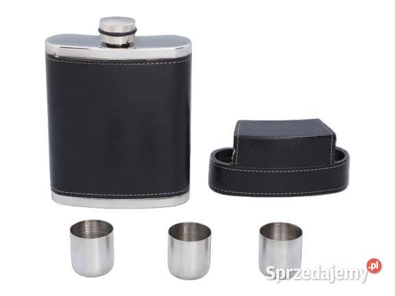 Elegancka Czarna Piersiówka Obszyta Skórą w śląskie Ostrowy nad Okszą sprzedam