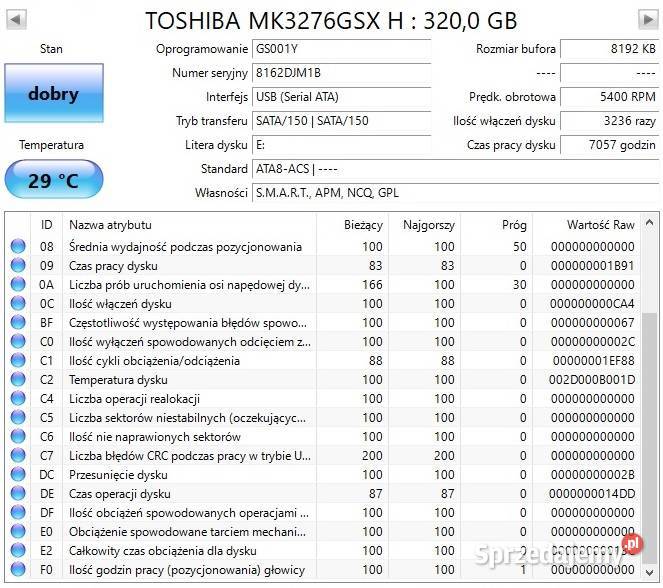 Dysk twardy HDD Toshiba 320GB 25 cala 5400 Elektronika mazowieckie Pruszków sprzedam