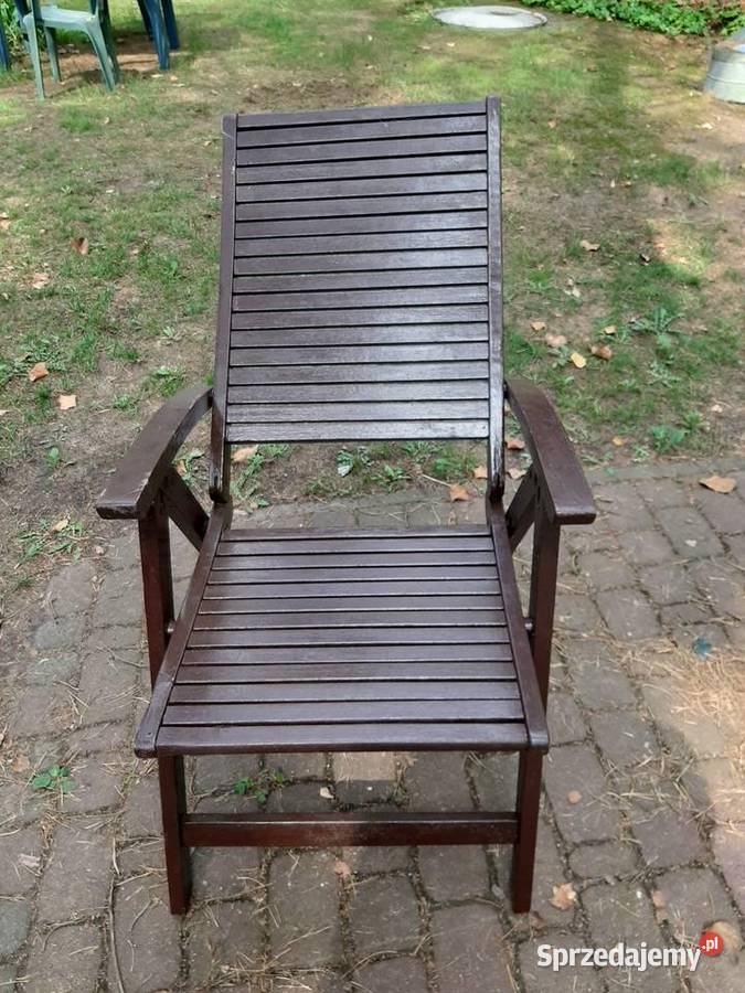 Leżak krzesło retro w kolorze brązowym drewno Otwock