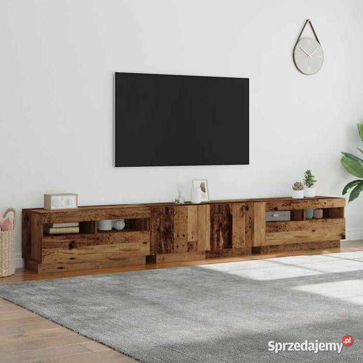 Szafka pod TV z oświetleniem LED stare drewno RTV Warszawa