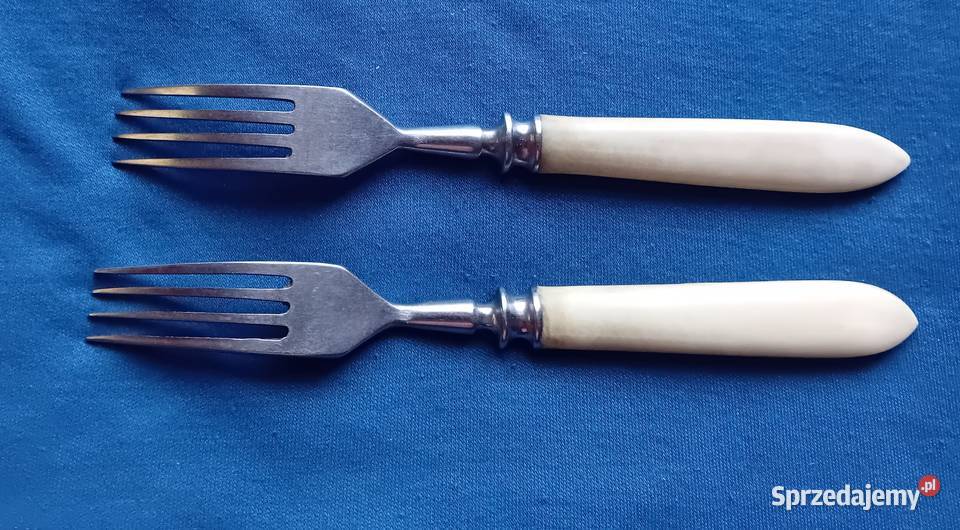 Dwa widelce ze stali nierdzewnej z ebonitowymi wielkopolskie Koźminek
