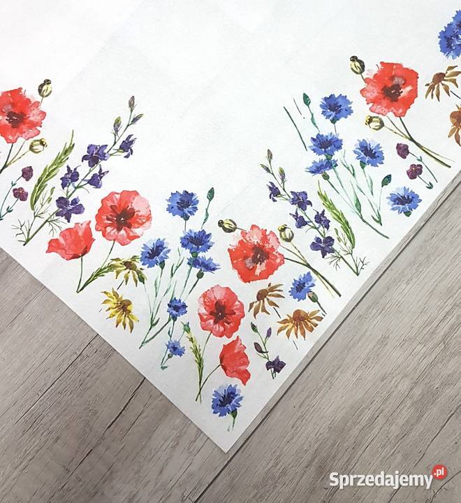 Serwetka w czerwone maki na białym tle 80x80 Chrzanów sprzedam