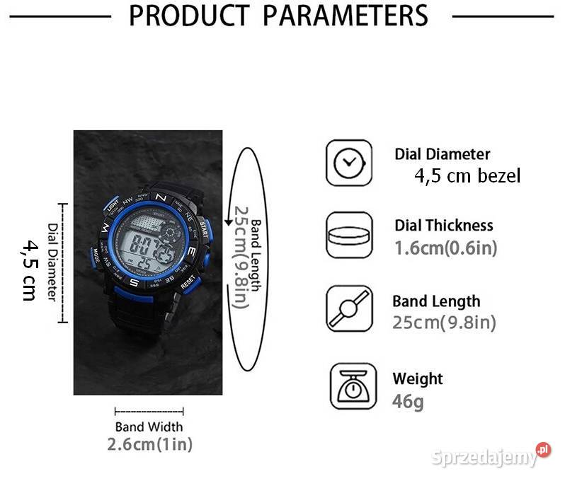 Zegarek sportowy elektroniczny cyfrowy Zegarki lubuskie
